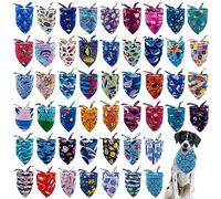 JpGdn 50PCS Big Dog Bandanas 33Inch Ocean Summer Blue Bulk for Large XL Breed Dog Shark Turtle Sea Star Dolphins Kerchief Triangle Bibs Scarves for Boys and Girls Grooming Accessories
