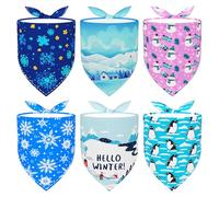 JpGdn 6pcs Pack Dog Bandanas Winter Pattern Triangle Scarf for Medium Dogs Scarfs Selvedge Sewing Stitching Pet Neckerchief Selvedge Sewing Stitching Edge Dog Grooming Accessories Costume