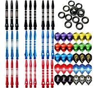 JpGdn 87 Pcs Darts Shafts and Flights Aluminum 2BA Medium Dart Stems Assorted Thread Throwing Fitting with O'ring for Indoor Dart Games Professional Dart Accessories