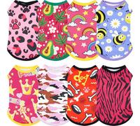 JpGdn 8PCS/Pack Dog Shirts Female for XXL Dog Girl Sleeveless Tank Top Tee Clothes Vest Soft Light Weight Stretchable T-Shirts Outfits Pink Purple XXL