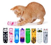 JpGdn 8pcs Pack Halloween Cat Kicker Toys with Catnip Crinkle Sound Toys for Cats Cute Ghost Pumpkin Plush Kittens Shape Natural Interactive Toys Indoor Pet Cats Chew Stick