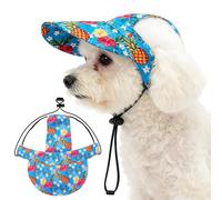 JpGdn Dog Baseball Cap for Medium Dog with Ear Holes Adjustable Drawstring UV Protection Outdoor Sun Hat Visor Sunbonnet Pet Summer Beach Hat Cats Pineapple Flower Hawaii Fruits Blue M