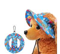 JpGdn Dog Hat for Medium Dogs with Ear Hole Round Brim Bucket Outdoor Sun Hat Protection Neck Strap Adjustable Pet Sunscreen Cap Fisherman Cap Puppy Doggy Cats Pineapple Flower Hawaii Fruits Blue M
