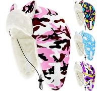 JpGdn Dog Winter Hats for Medium Dog Girl Trapper Hats with Ear Flaps Soft Fleece with Adjustable Elastic Cord Pink Camo M
