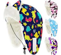 JpGdn Dog Winter Hats for Medium Dogs Boy Trapper Hats with Ear Flaps Soft Fleece with Adjustable Elastic Cord Dark Bule Dinosaur M