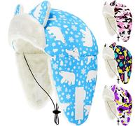 JpGdn Dog Winter Hats for Medium Dogs Boy Trapper Hats with Ear Flaps Soft Fleece with Adjustable Elastic Cord Bule Polar Bear M