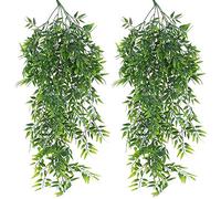 JPGhaha Hanging Artificial Plants Bamboo 82cm 2 Pack Faux Hanging Bamboo Leaves Weeping Drooping Plant for Indoor Outdoor Wall Home Room Garden Wedding Garland Decoration