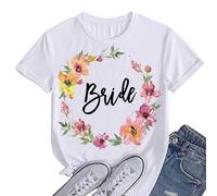 JPHCHSC Bride and Bridesmaid T-Shirt Bridal Hen Bachelorette Party Top Tshirt 116 White