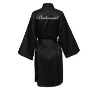 JPHCHSC Bride Kimono Satin Silk Satin Maid of Honor Dressing Gown for Women Bridesmaid Mother Sister of the Groom Bridal Morning Robes with Oblique V-Neck