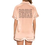 JPHCHSC Bride Pj Set Two Piece Team Bride Silk Pyjama Wedding Hen Do Bridal Party Women Sleepwear Button-down Nightwear 06