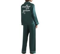 JPHCHSC Bride Pyjamas Set Silk Satin Pj Set for Women Bridesmaid Sleepwear Mother Sister of the Bride Loungewear Bridal Two Piece Pyjamas Set