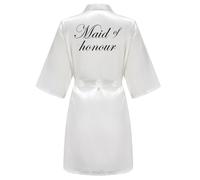JPHCHSC Bride Satin Kimono Robe - Silk Maid of Honor Dressing Gown for Women, Bridesmaid, Mother Sister of the Groom - Bridal Morning Robe With Oblique V-Neck