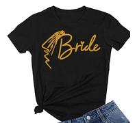 JPHCHSC Bride to Be Bride Squad Women Hen Party Bridal Shower T-Shirt 014 Black