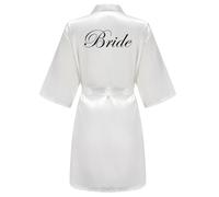 JPHCHSC Bride's Satin Kimono Robe with Silk Satin Fabric - Maid of Honor Dressing Gown for Women - Bridal Morning Robes with Oblique V-Neck