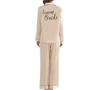JPHCHSC Bridesmaid Satin Dressing Gown Mother Sister of the Bride Pj Set Women Bridesmaid Long Sleeve Pyjamas Set for Bridal Wedding Party Button down Nightwear