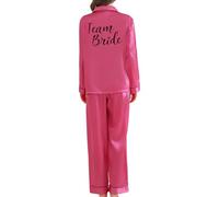 JPHCHSC Bridesmaid Satin Dressing Gown Mother Sister of the Bride Pj Set Women Bridesmaid Long Sleeve Pyjamas Set for Bridal Wedding Party Button down Nightwear
