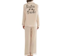 JPHCHSC Bridesmaid Satin Dressing Gown Mother Sister of the Bride Pj Set Women Bridesmaid Long Sleeve Pyjamas Set for Bridal Wedding Party Button down Nightwear
