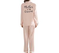 JPHCHSC Bridesmaid Satin Dressing Gown Mother Sister of the Bride Pj Set Women Bridesmaid Long Sleeve Pyjamas Set for Bridal Wedding Party Button down Nightwear