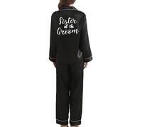 JPHCHSC Bridesmaid Satin Dressing Gown Mother Sister of the Bride Pj Set Women Bridesmaid Long Sleeve Pyjamas Set for Bridal Wedding Party Button down Nightwear