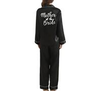 JPHCHSC Bridesmaid Satin Dressing Gown Mother Sister of the Bride Pj Set Women Bridesmaid Long Sleeve Pyjamas Set for Bridal Wedding Party Button down Nightwear