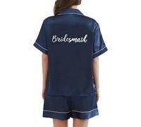 JPHCHSC Bridesmaid Satin Dressing Gown Mother Sister of the Bride Pj Set Women Bridesmaid Short Sleeve Pyjamas Set for Bridal Wedding Party Button down Nightwear Sleepwear