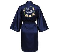 JPHCHSC Bridesmaid Satin Dressing Gown Wedding Party Team Bride Robe Kimono Satin Pajamas Bathrobe Sleepwear 109