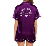 JPHCHSC Bridesmaids Pyjamas for Women Silk Satin Pyjama Bride Set Two Piece Sets Sleepwear Loungewear FUK37X05