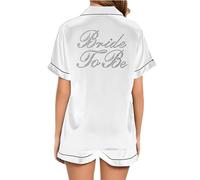 JPHCHSC Bridesmaids Pyjamas for Women Silk Satin Pyjama Bride Set Two Piece Sets Sleepwear Loungewear FUK37X04 White
