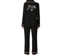 JPHCHSC Hen Party Silk Satin Pyjamas Set Bride Pj Set Pyjama Womens Bridesmaid Sleepwear Button-down Long Sleeve Nightwear 59