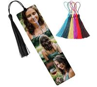 JPHCHSC Personalised Bookmark with Photo and Text, Custom Metal Photo Bookmark with 5-Color Tassel for Women Girlfriend Boyfriend Teacher Daughter Friend Men Auntie Family Farewell Gift (3 Photos)