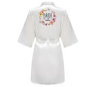 JPHCHSC Personalised Bride Bridesmaid Robes for Wedding Bridal Party Women Short Satin Robe Kimono Bridal Morning Bathrobe 118