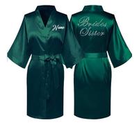 JPHCHSC Personalised Bride Satin Bridal Bathrobe, Handmade Wedding Kimono, Women's Dressing Gown, Bridesmaid Party Robes UK31X04