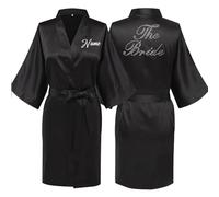 JPHCHSC Personalised Bride Satin Bridal Bathrobe, Handmade Wedding Kimono, Women's Dressing Gown, Bridesmaid Party Robes UK31X04