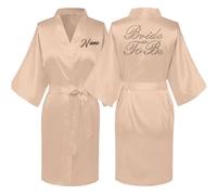 JPHCHSC Personalised Bride Satin Bridal Bathrobe, Handmade Wedding Kimono, Women's Dressing Gown, Bridesmaid Party Robes UK31X04