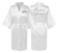 JPHCHSC Personalised Bride Satin Bridal Bathrobe, Handmade Wedding Kimono, Women's Dressing Gown, Bridesmaid Party Robes UK31X04