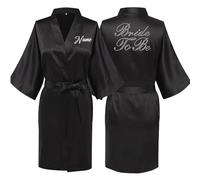 JPHCHSC Personalised Bride Satin Bridal Bathrobe, Handmade Wedding Kimono, Women's Dressing Gown, Bridesmaid Party Robes UK31X04