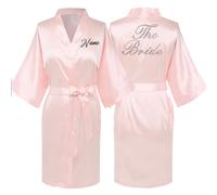 JPHCHSC Personalised Bride Satin Bridal Bathrobe, Handmade Wedding Kimono, Women's Dressing Gown, Bridesmaid Party Robes UK31X04