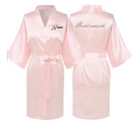 JPHCHSC Personalised Bride Satin Bridal Bathrobe, Handmade Wedding Kimono, Women's Dressing Gown, Bridesmaid Party Robes UK31X04