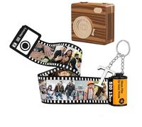 JPHCHSC Personalised Camera Film Roll Keyring, With Wooden Camera Packaging Box, Photo Roll Keyring, Gifts For Dad, Mom, Husband, Wife, Couple, Friends, Birthday, Wedding, Valentine's Day