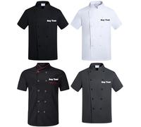 JPHCHSC Personalised Chef Jacket Men And Women With Name,White Chef Coat,Black Chef Top,Customised Short Or Long Sleeve Chef Uniform,Chef Clothes (Type A, M)