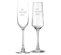 JPHCHSC Personalised Engraved Champagne Glass, Custom Message, Laser Engraved, Various Fonts, Sentimental Gift for Any Occasion (2 Options to Choose)