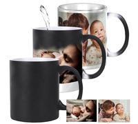 JPHCHSC Personalised Gifts Heat Change Mug with Two Photo Collage,Personalised Mugs with Photo,Personalised Gifts for Men or Women,11oz Coffee Cup Funny Mugs