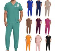 JPHCHSC Personalised Scrubs Set for Men- Stretch V-Neck Scrub Top & Jogger Trouser Pants for medical,nurse,doctors,hospital,surgeon