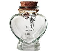 JPHCHSC Pet Memorial Glass Bottle, Personalised Laser Engraved Keepsake Jar for Pet Hair and Ashes, Heart-Shaped Urn with Cork Stopper, Sympathy Gift for Loss of Dog or Cat (Heart(My Dog))