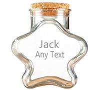 JPHCHSC Pet Memorial Glass Bottle, Personalised Laser Engraved Keepsake Jar for Pet Hair and Ashes, Heart-Shaped Urn with Cork Stopper, Sympathy Gift for Loss of Dog or Cat (Star)