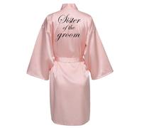 JPHCHSC Satin Kimono Robe with Oblique V-Neck - Silk Satin Wedding Robe for Bride, Maid of Honor, Mother of the Bride, Sister of the Groom and Bridesmaid
