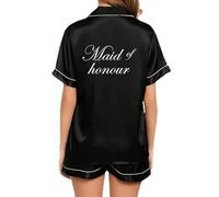 JPHCHSC Women Bride Pj Set Bachelorette Party Pyjama Hen Party Bridesmaid Pj Set Sleepwear Button-down Nightwear Mother Sister of the Bride Loungewear Short Sleeve Nightwear