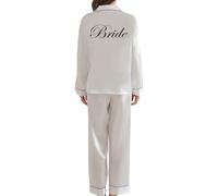 JPHCHSC Women Bride Pj Set Bachelorette Party Pyjama Hen Party Bridesmaid Pj Set Sleepwear Button-down Nightwear Mother Sister of the Bride Loungewear White