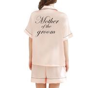 JPHCHSC Women Bride Pj Set Bachelorette Party Pyjama Hen Party Bridesmaid Pj Set Sleepwear Button-down Nightwear Mother Sister of the Bride Loungewear Short Sleeve Nightwear
