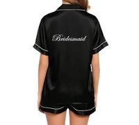JPHCHSC Women Bride Pj Set Bachelorette Party Pyjama Hen Party Bridesmaid Pj Set Sleepwear Button-down Nightwear Mother Sister of the Bride Loungewear Short Sleeve Nightwear